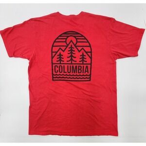 Columbia Red Logo Tshirt‎ Mens L Lightweight Short Sleeve